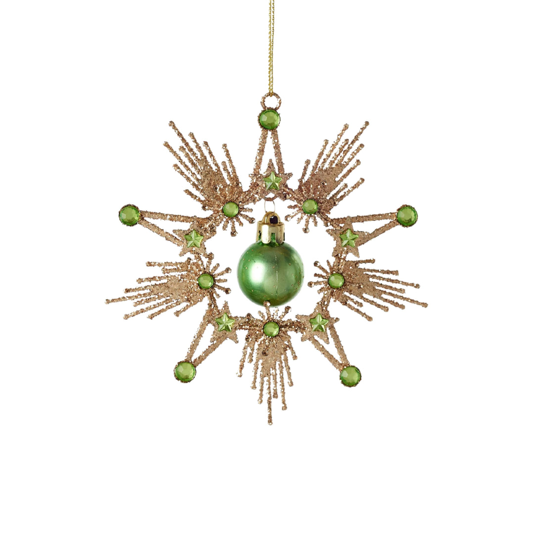 Starburst Dangle Ball Ornament Christmas Ornament 180 Degrees Green 