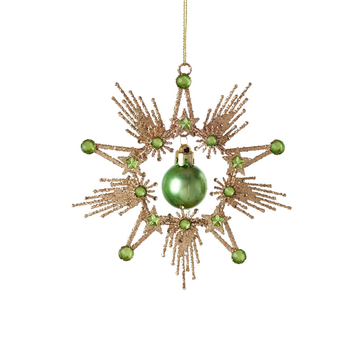 Starburst Dangle Ball Ornament Christmas Ornament 180 Degrees Green 