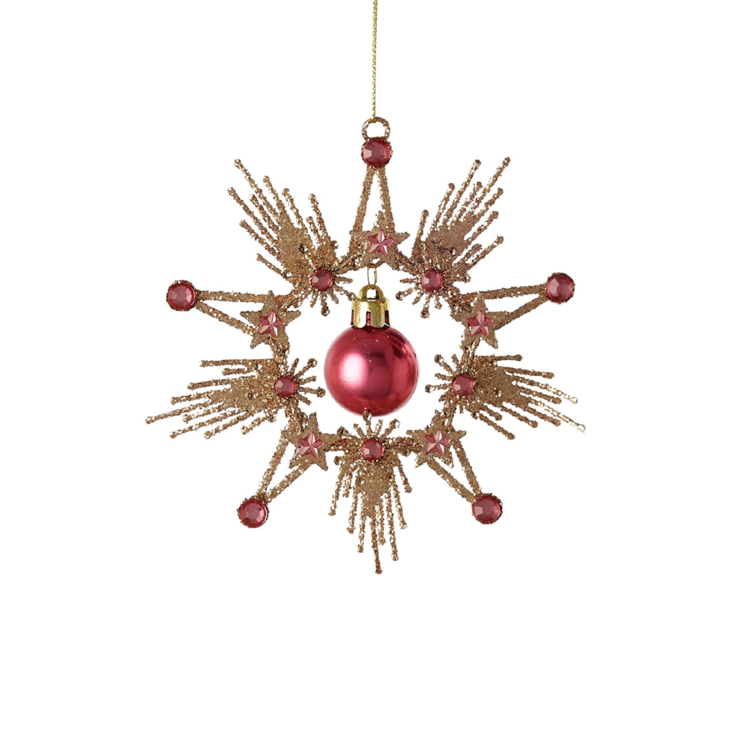 Starburst Dangle Ball Ornament Christmas Ornament 180 Degrees Pink 