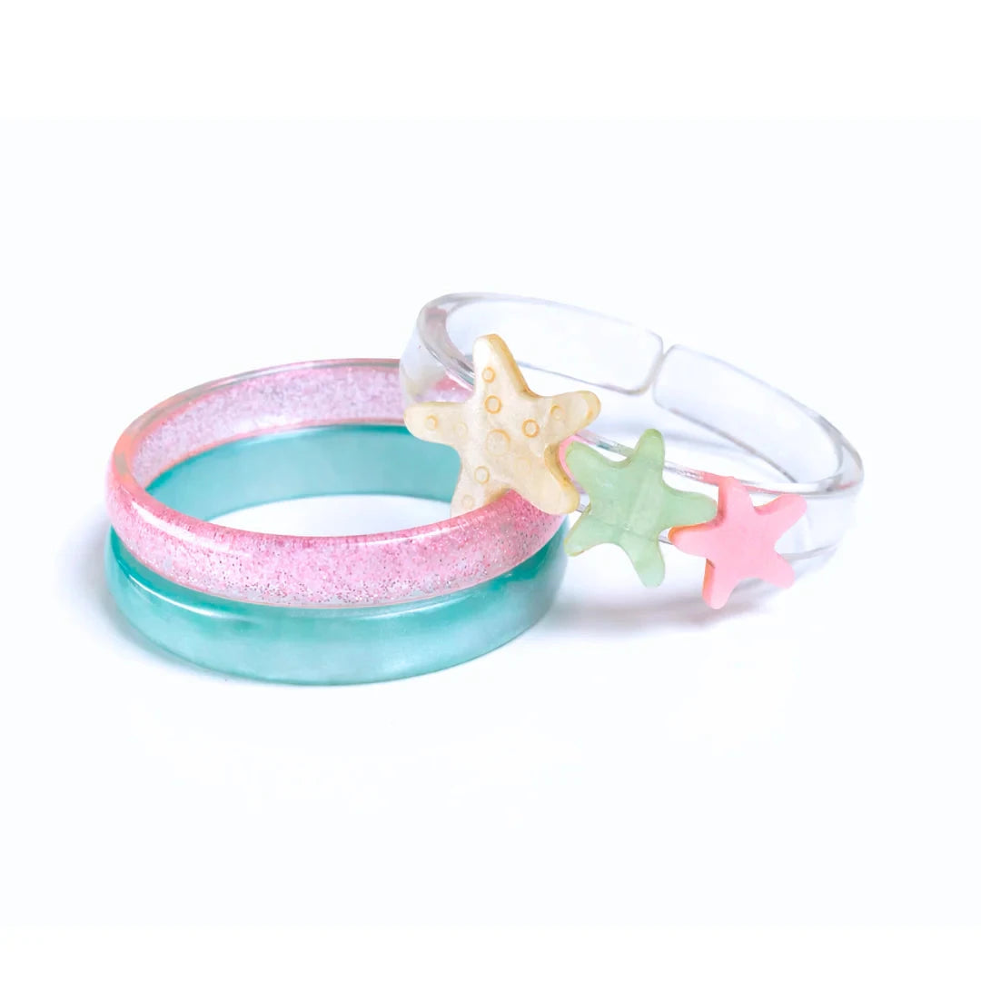 Starfish Blue Pink Bangles Girl Bracelet Lilies and Roses 