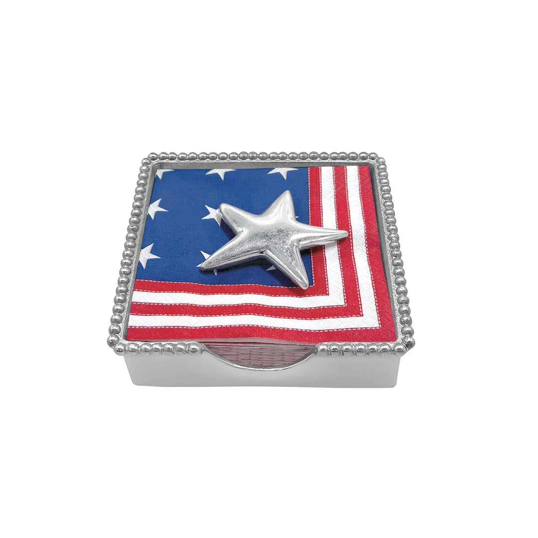 Stars and Stripes Star Beaded Napkin Box Cocktail Napkins Mariposa 