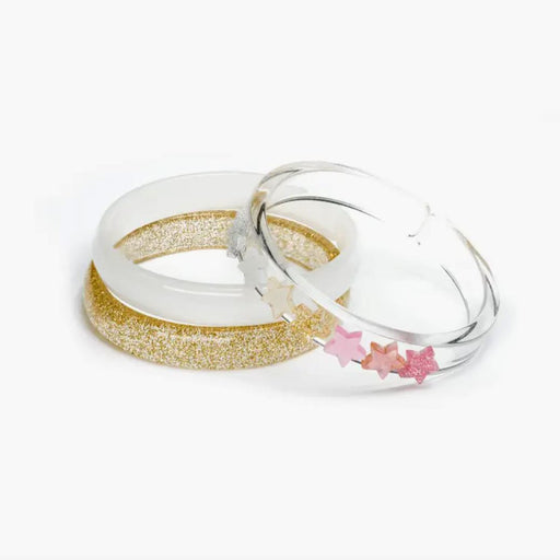 Stars Pearlized Glitter Gold Mix Bangles Bracelet Lillies and Roses 