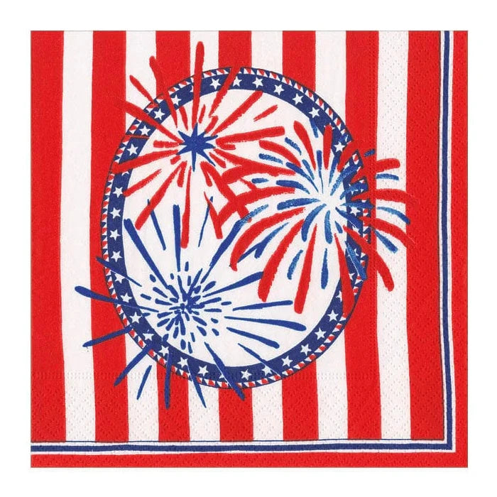 Stars, Stripes and Sparks Cocktail Napkin - package of 20 Cocktail Napkins Caspari 