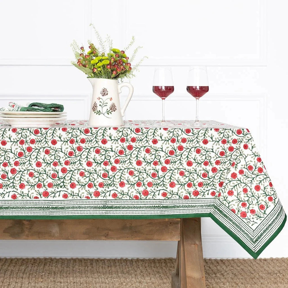 Stephanie Red And Green Tablecloth - 60x120 Tablecloth Pomegranate 