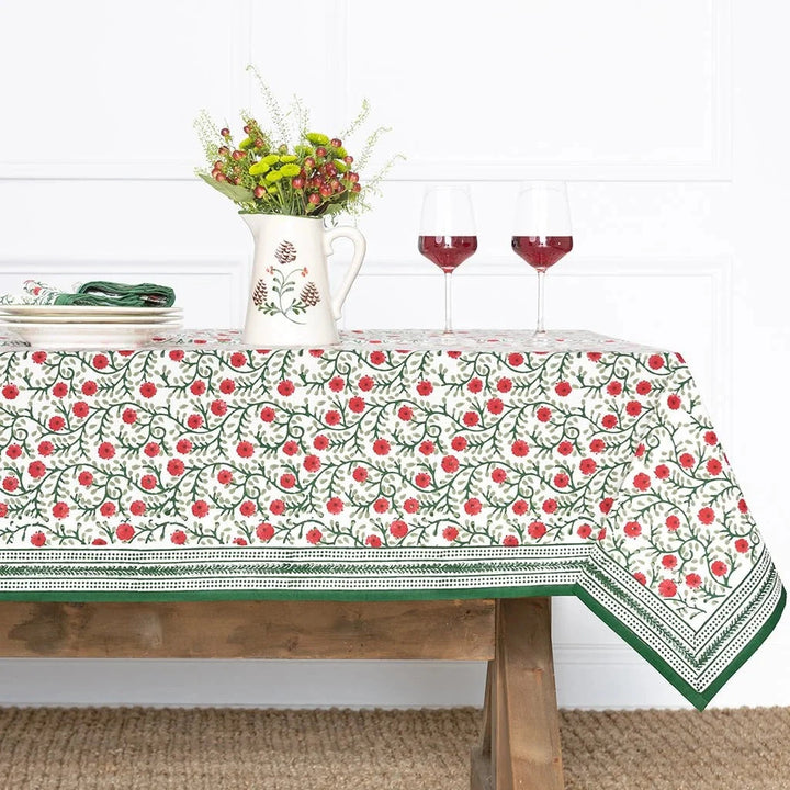 Stephanie Red And Green Tablecloth - 60x120 Tablecloth Pomegranate 