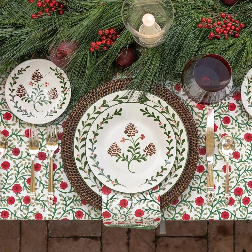 Stephanie Red And Green Tablecloth - 60x120 Tablecloth Pomegranate 