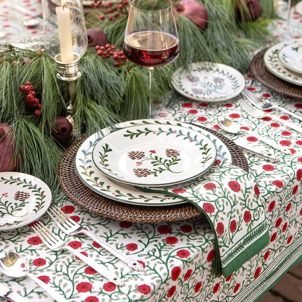 Stephanie Red And Green Tablecloth - 60x120 Tablecloth Pomegranate 