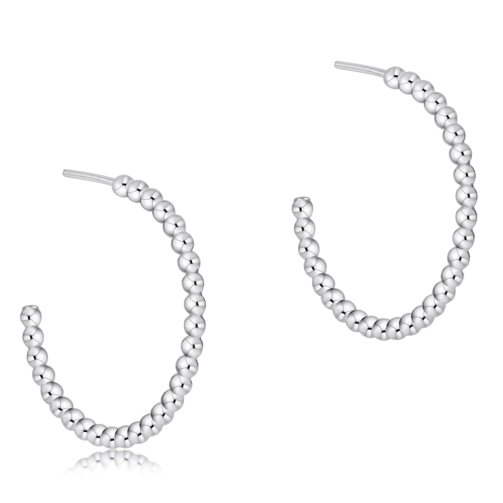 Sterling Silver - Beaded Classic 1.25" Post Hoop Earrings Womens Earrings ENewton 3mm 