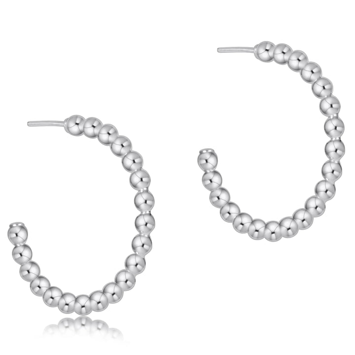 Sterling Silver - Beaded Classic 1.25" Post Hoop Earrings Womens Earrings ENewton 4mm 