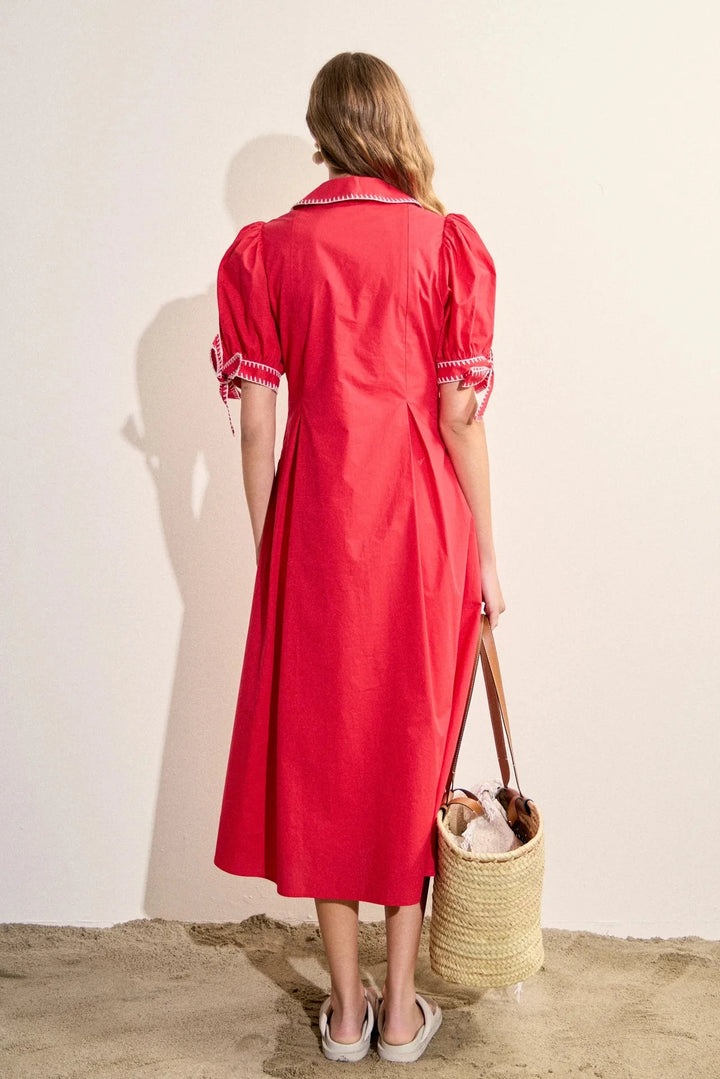Stitch Detailed Midi Dress Womens Dress English Factory 