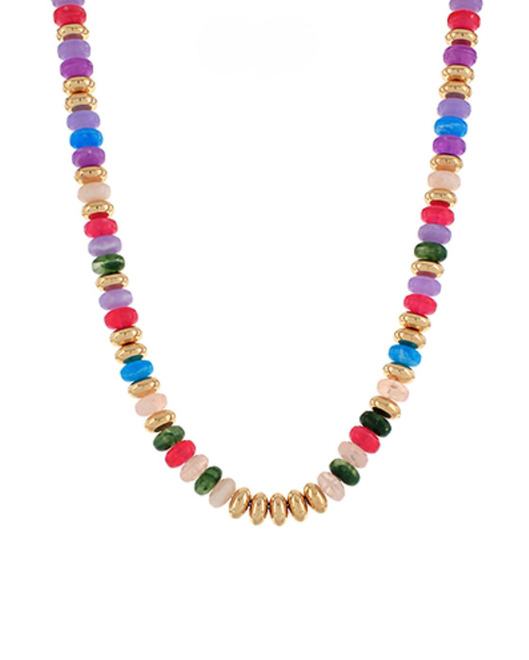 Stone Rondelle & Metal Necklace Womens Necklace Golden Stella Multi 