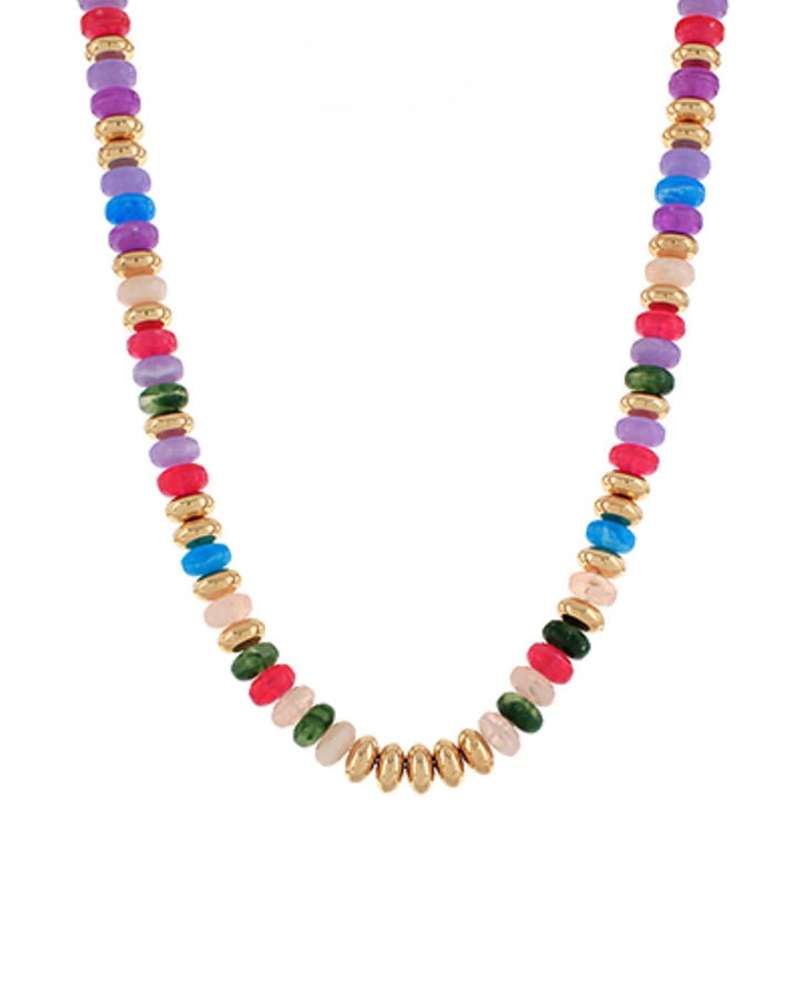 Stone Rondelle & Metal Necklace Womens Necklace Golden Stella Multi 
