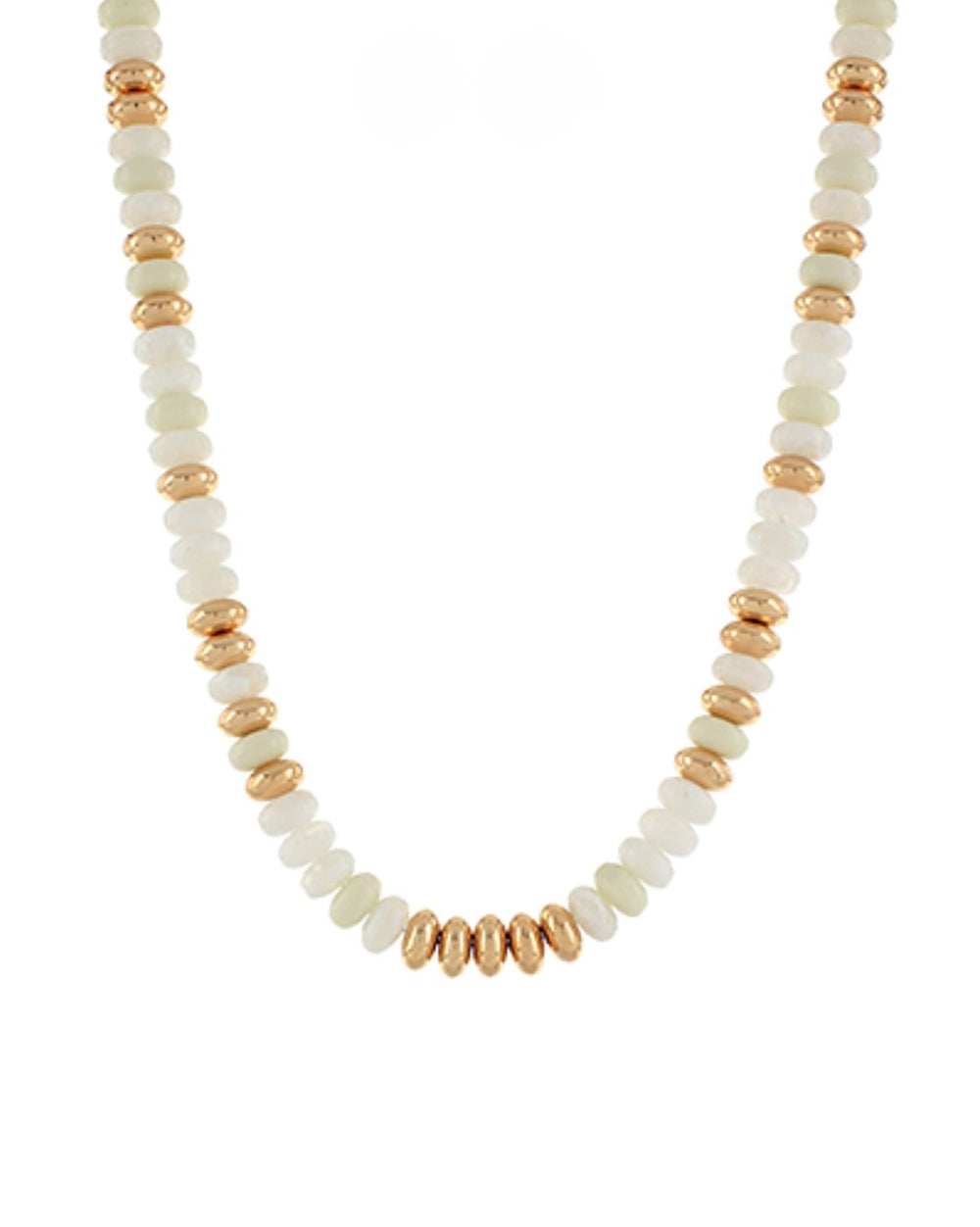 Stone Rondelle & Metal Necklace Womens Necklace Golden Stella White 
