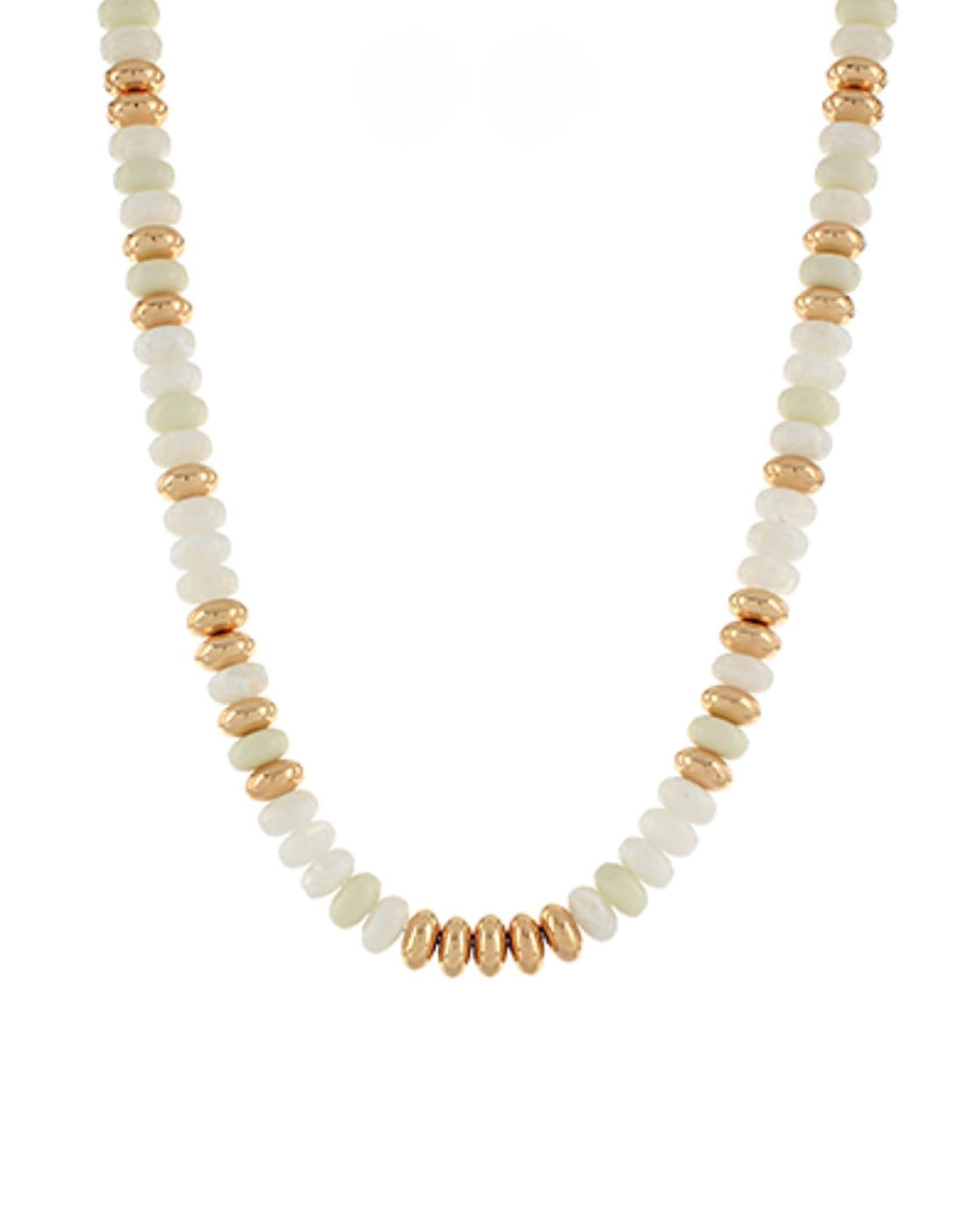 Stone Rondelle & Metal Necklace Womens Necklace Golden Stella White 