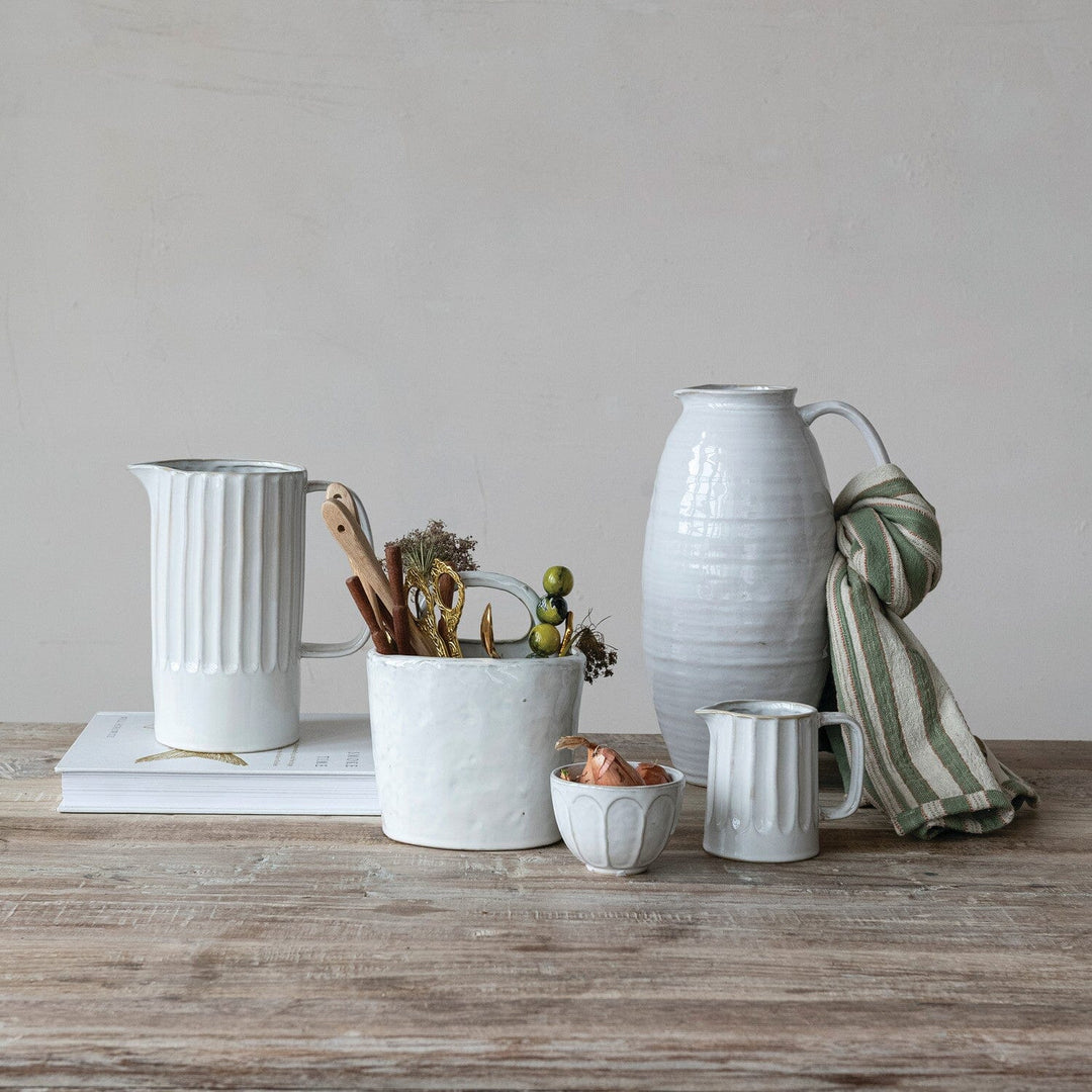 Stoneware Crock with Handle Kitchen Accessories Creative Co-Op 