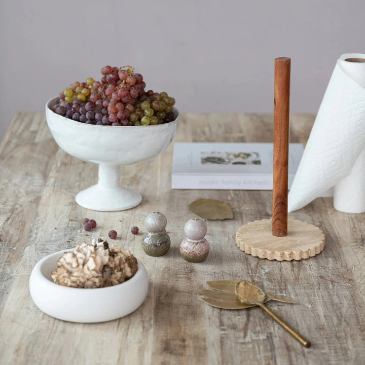 Stoneware Footed Bowl with Reactive Crackle Glaze Bowl Creative Co-Op - Bloomingville 