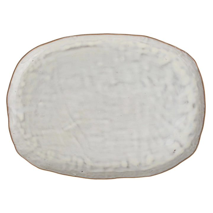 Stoneware Footed Pedestal with Acacia Wood Base Cheese Board Creative Co-Op - Bloomingville 