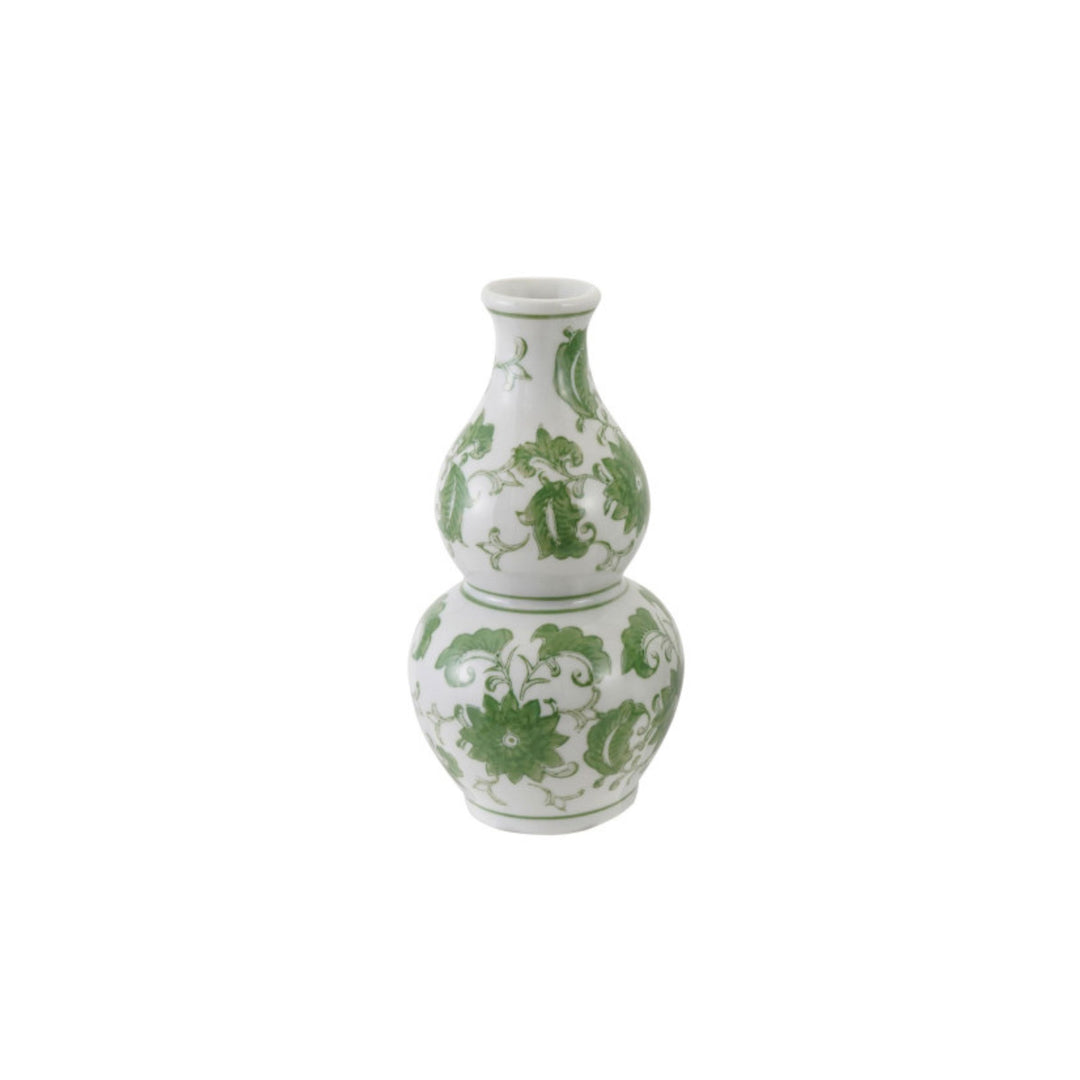 Stoneware Vase with Green Floral Design Vase Creative Co-Op Midi 
