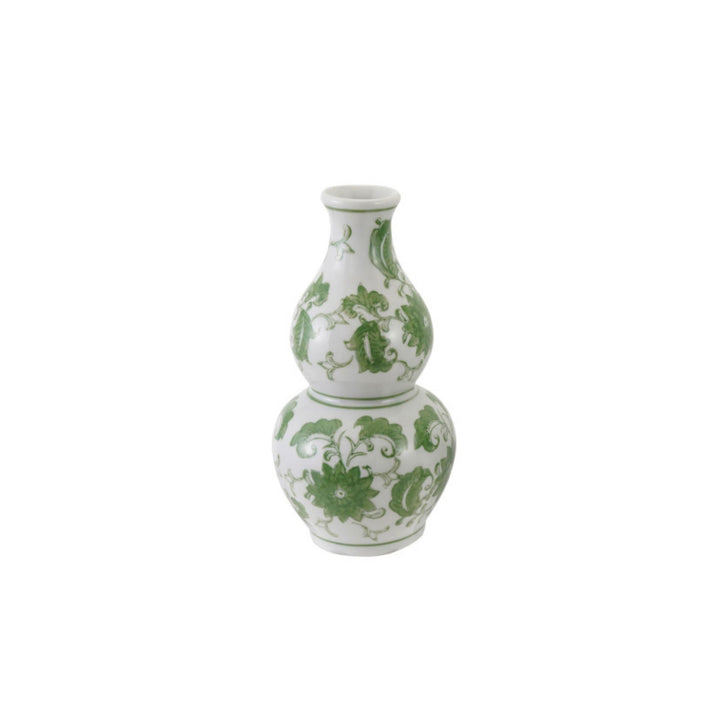 Stoneware Vase with Green Floral Design Vase Creative Co-Op Midi 