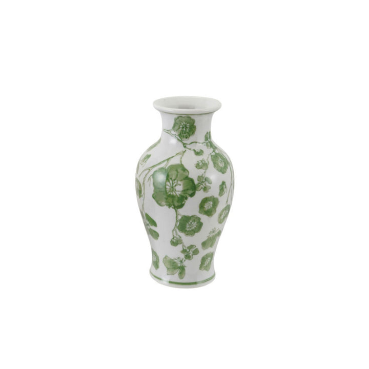 Stoneware Vase with Green Floral Design Vase Creative Co-Op Standard 