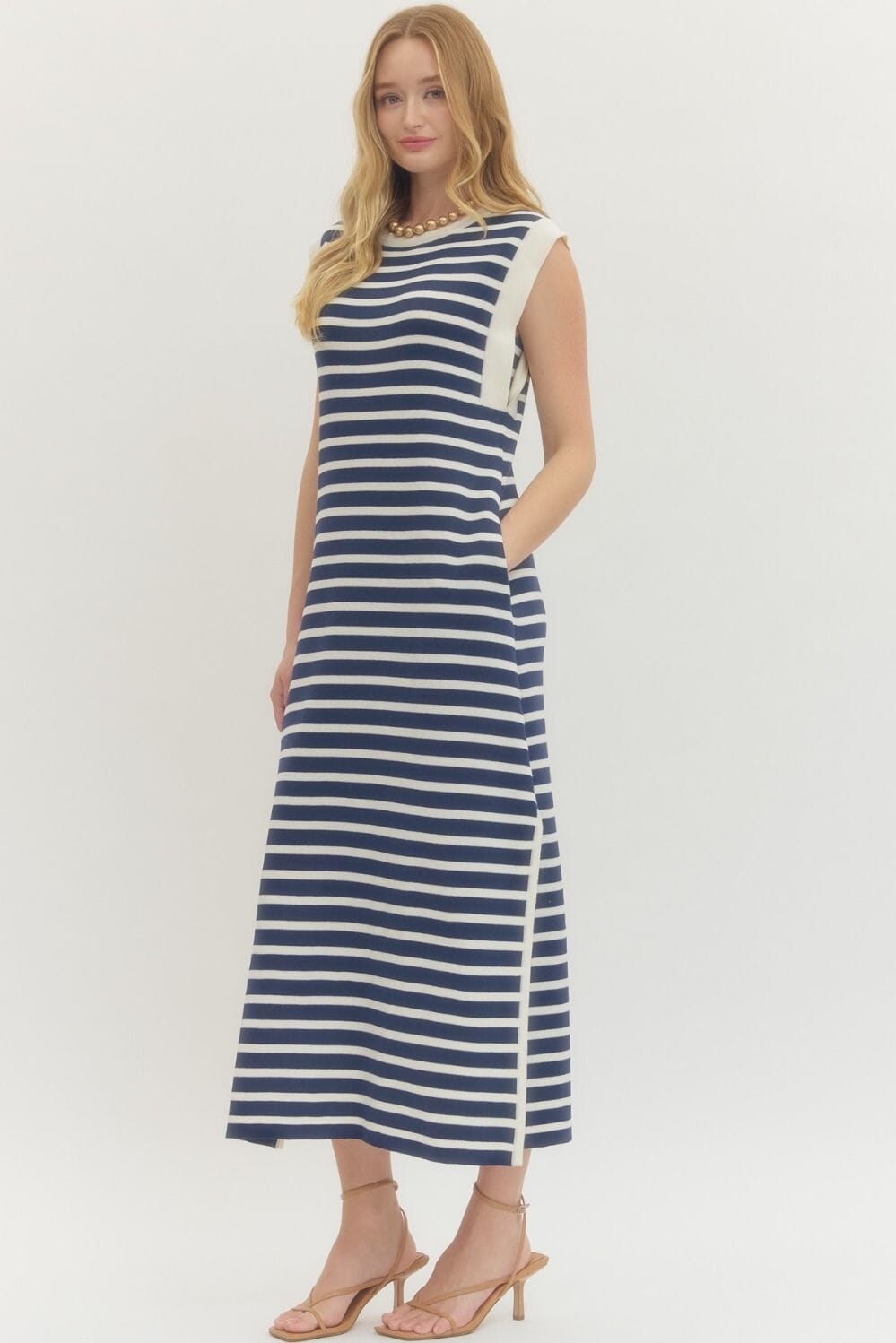 Straighten Up Knit Maxi - Navy Womens Dress Entro 
