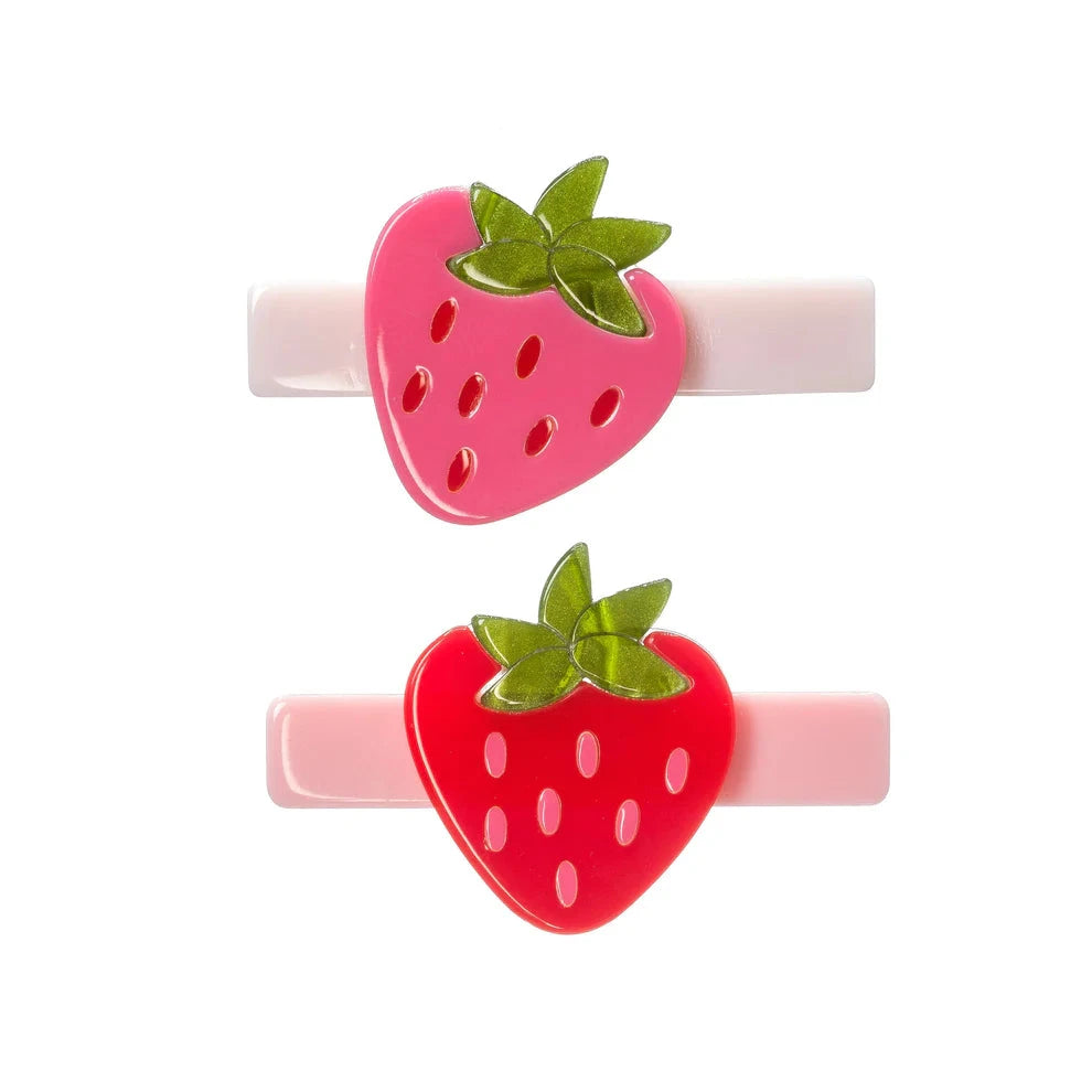 Strawberry Red Pink Hair Clips Girl Hair Accessory Lilies and Roses 