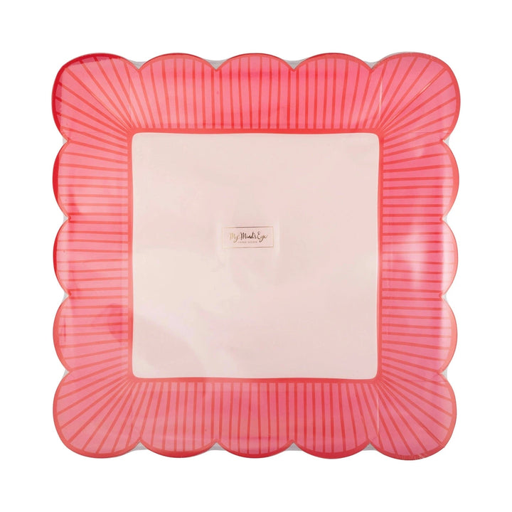 Striped Edge Scalloped Square Plate - 8 Count Paper Plates My Mind's Eye 