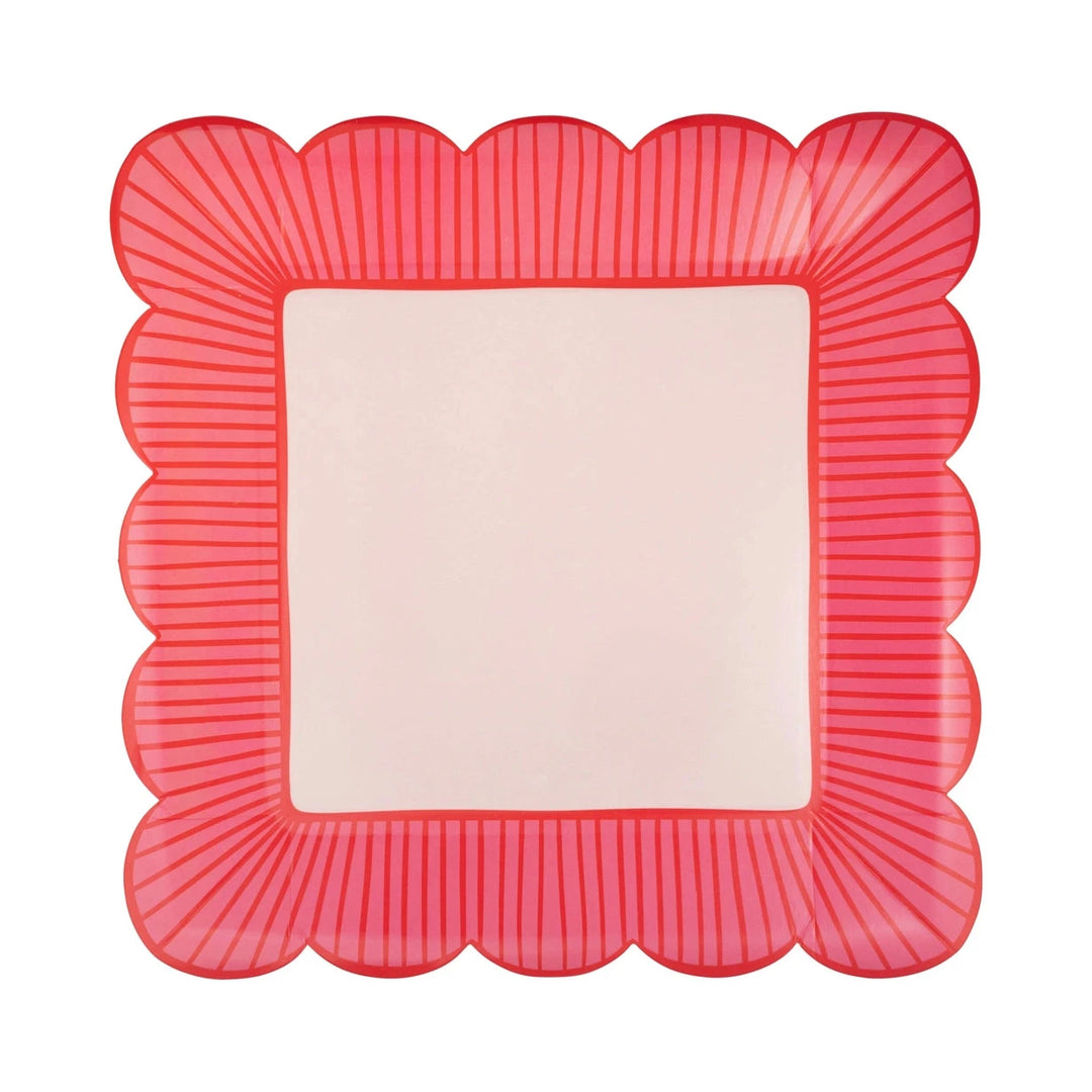 Striped Edge Scalloped Square Plate - 8 Count Paper Plates My Mind's Eye 