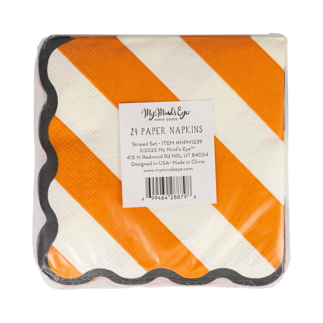 Striped Halloween Cocktail Napkin Set Guest Towels My Mind's Eye 