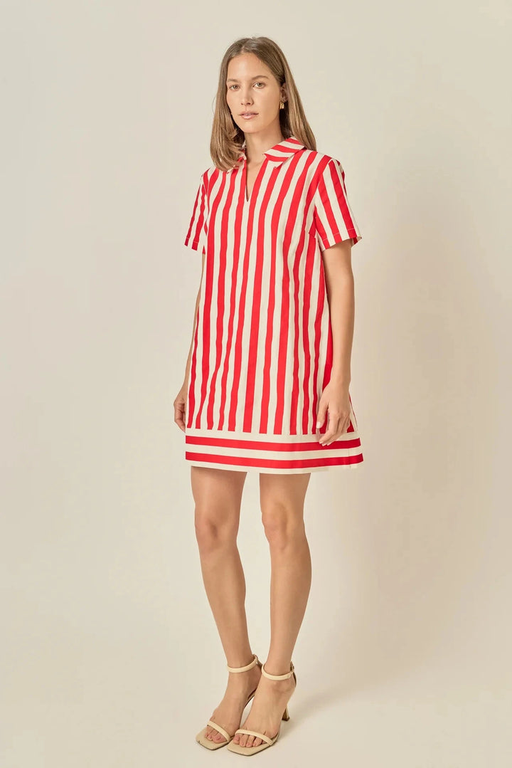 Striped Mini Shirt Dress Womens Dress English Factory 