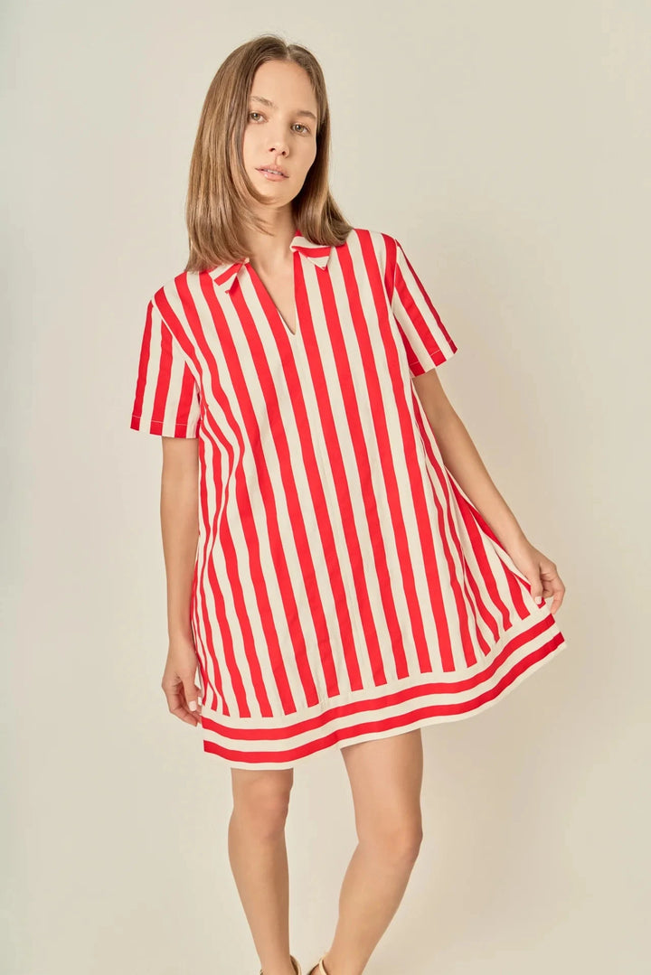 Striped Mini Shirt Dress Womens Dress English Factory 