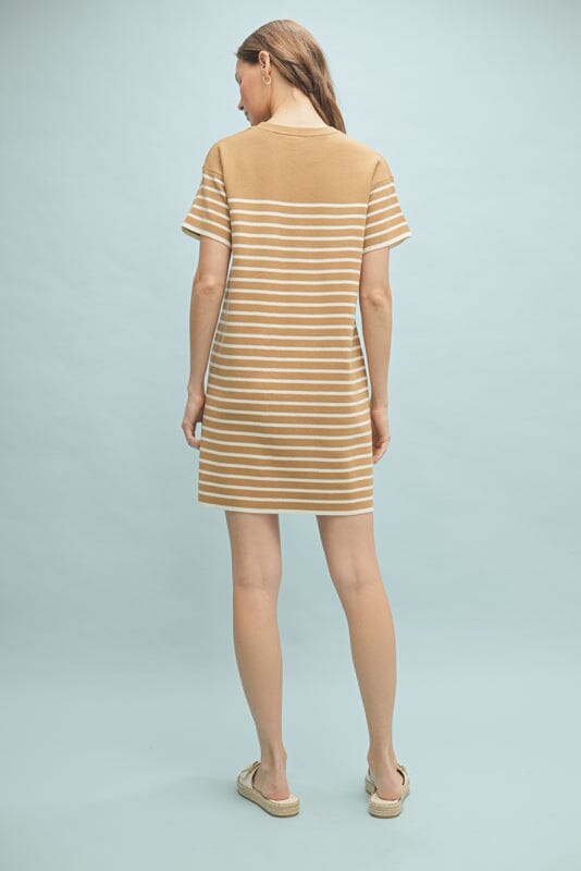 Striped Sweater Dress - Camel and Off White Womens Dress WishList 