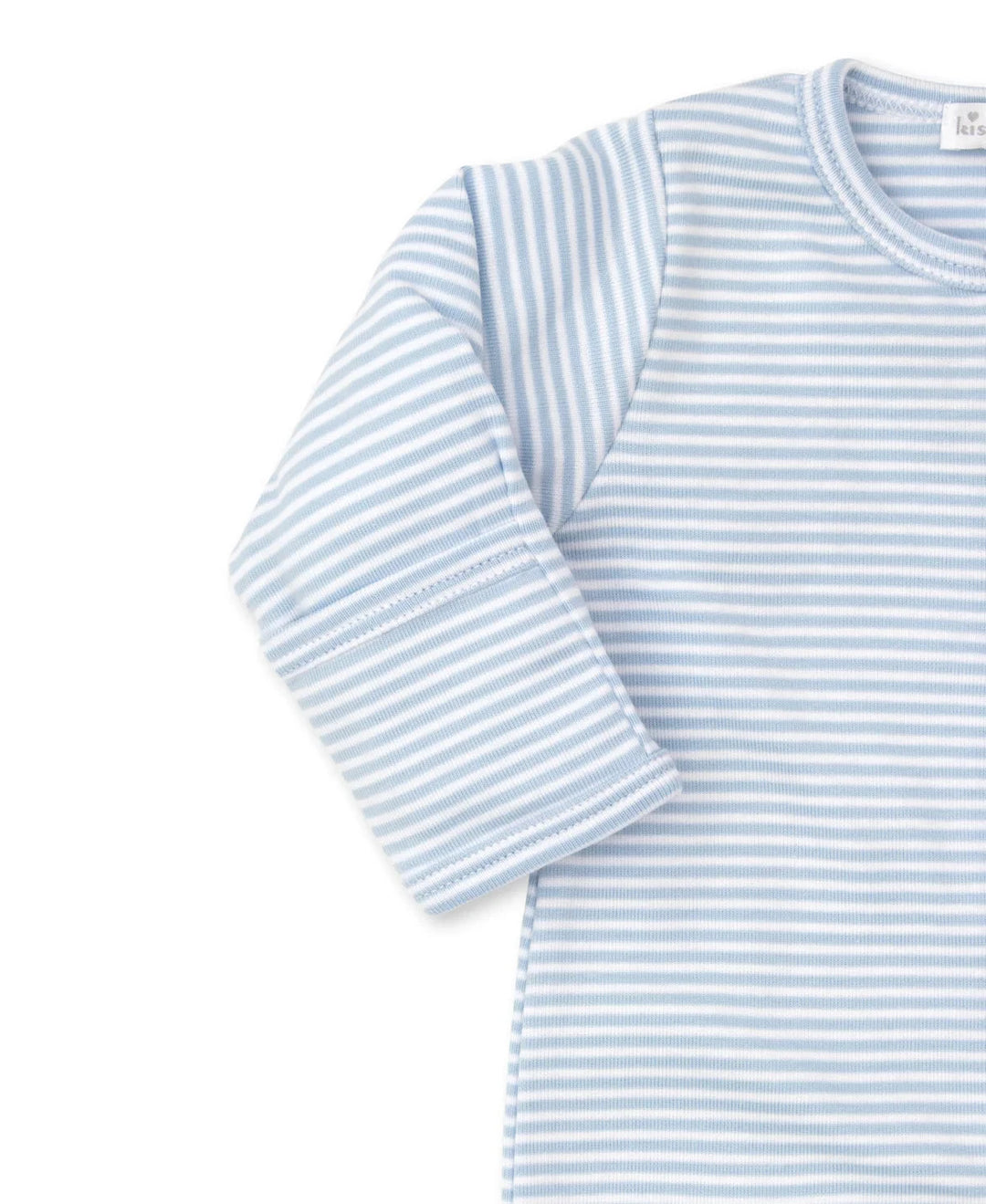 Striped Zipper Footie - Light Blue Boy Footie Kissy Kissy 