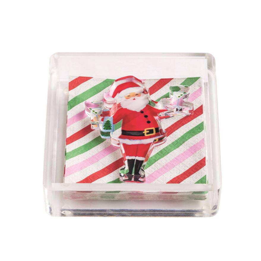 Stripes Holiday Bar Napkin Caddy Set Napkin Holder MudPie 