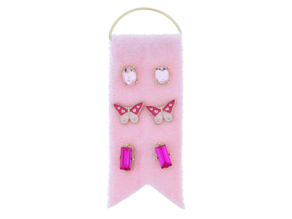 Stud Set Earrings Girl Earrings Jane Marie Pink Baguette Crystal 