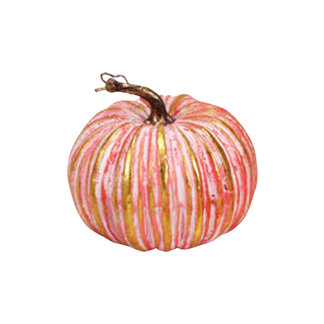 Styrofoam Gold Detailed Pumpkins Halloween Decor 180 Degrees 7.5" 