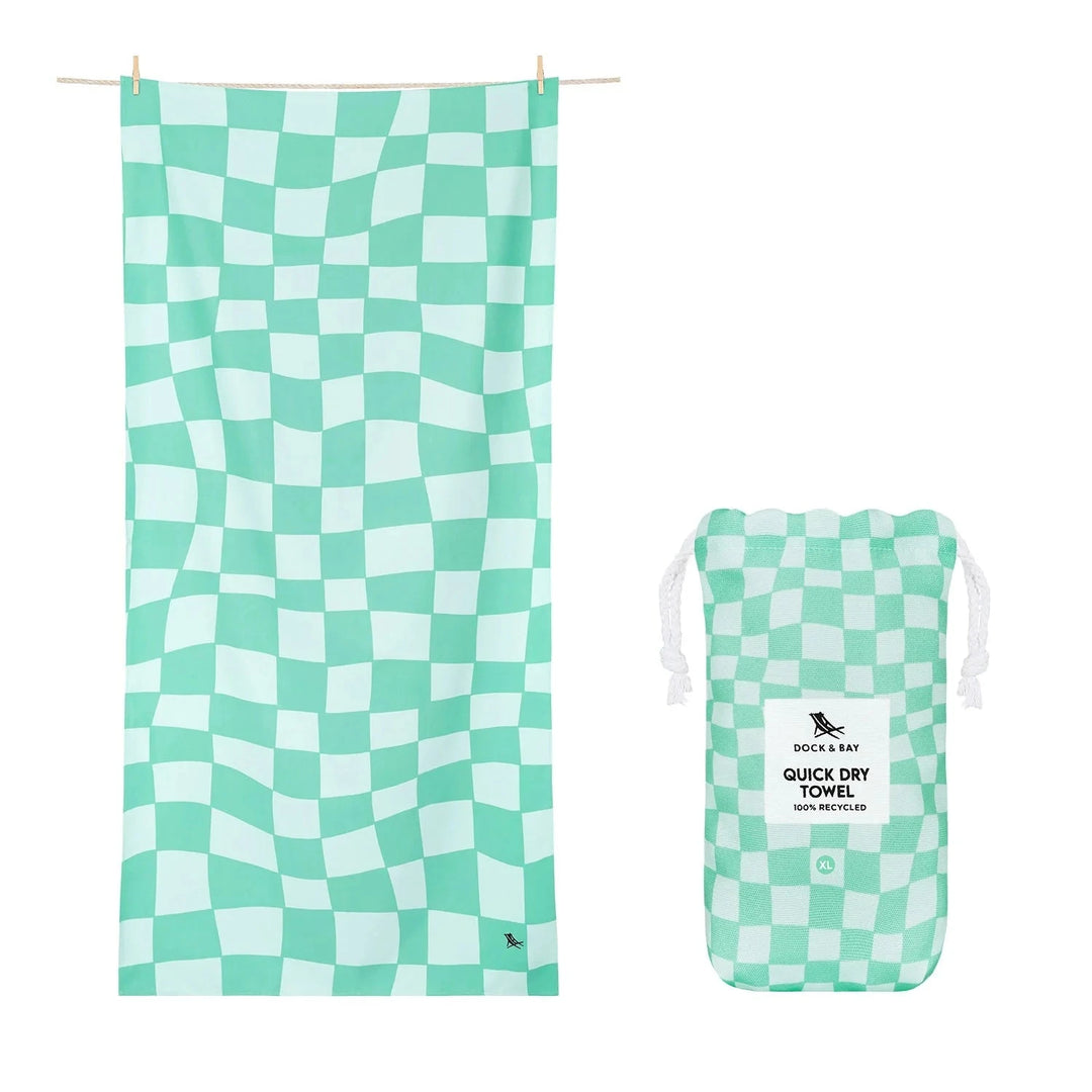 Summer Cabana Quick Dry Towel - Extra Large Beach Towels Dock and Bay Check Mate 