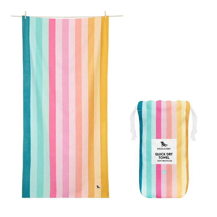 Summer Cabana Quick Dry Towel - Extra Large Beach Towels Dock and Bay Coastal Candy 