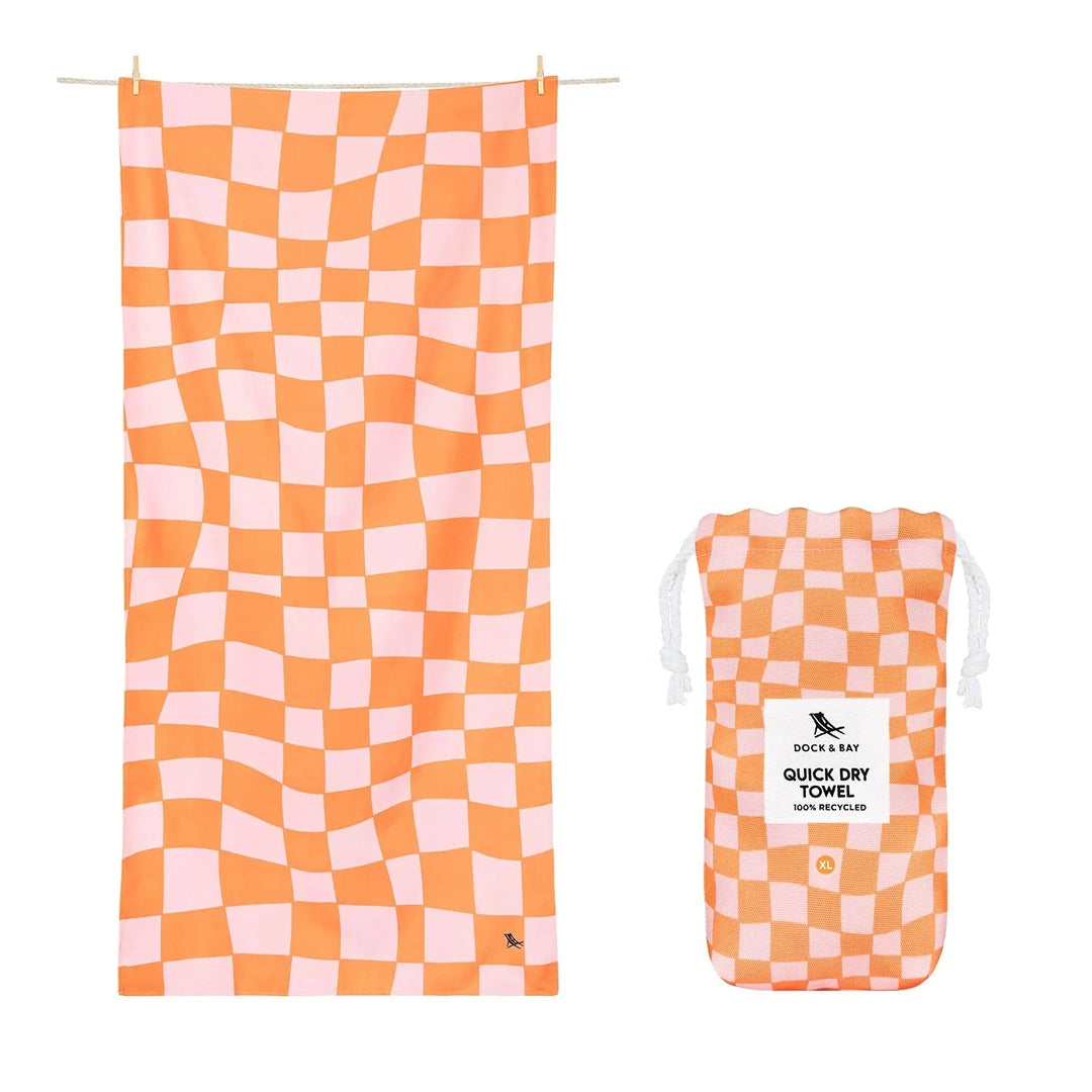 Summer Cabana Quick Dry Towel - Extra Large Beach Towels Dock and Bay Groovy Check 