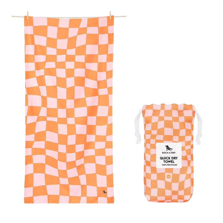 Summer Cabana Quick Dry Towel - Extra Large Beach Towels Dock and Bay Groovy Check 
