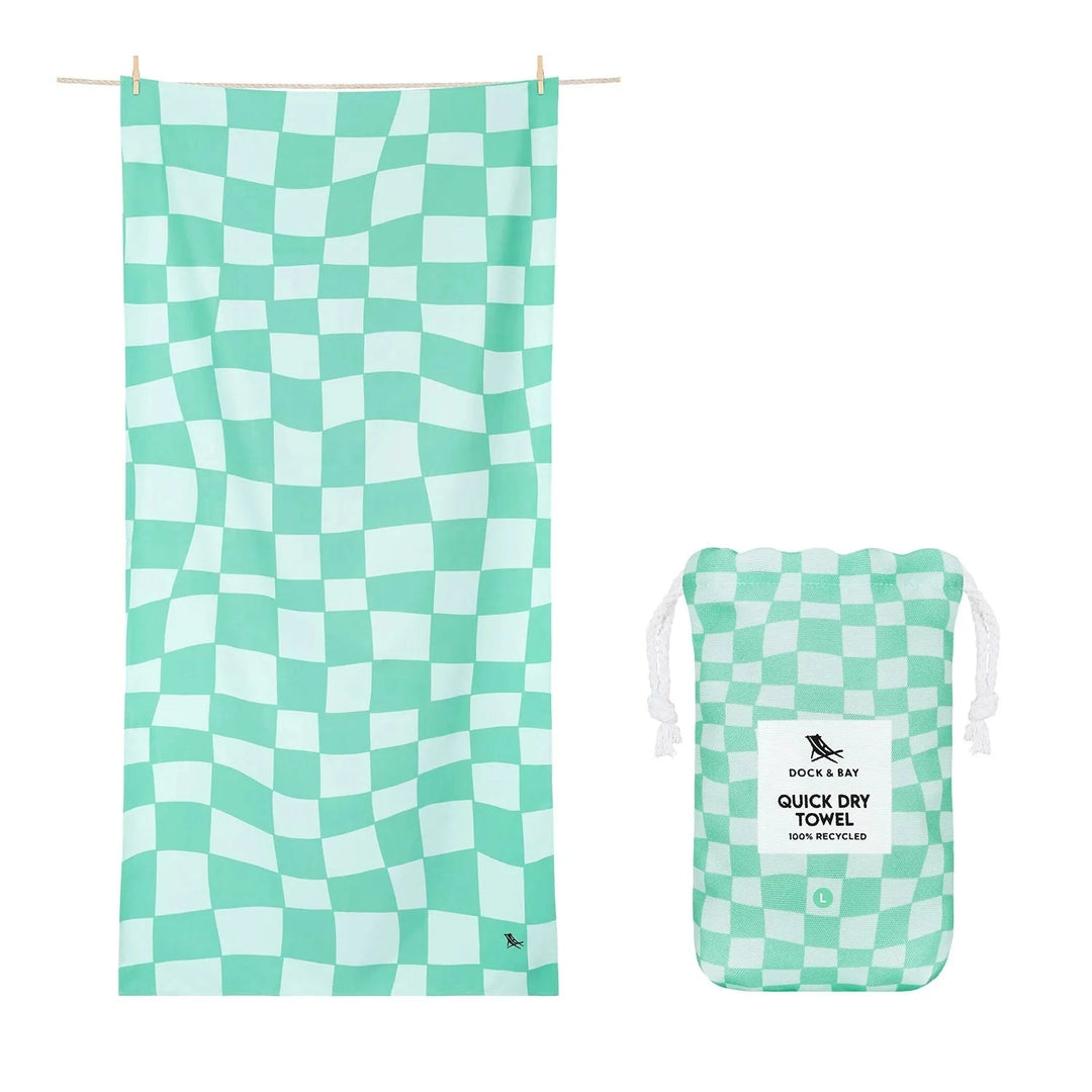 Summer Cabana Quick Dry Towel - Large Beach Towels Dock and Bay Check Mate 