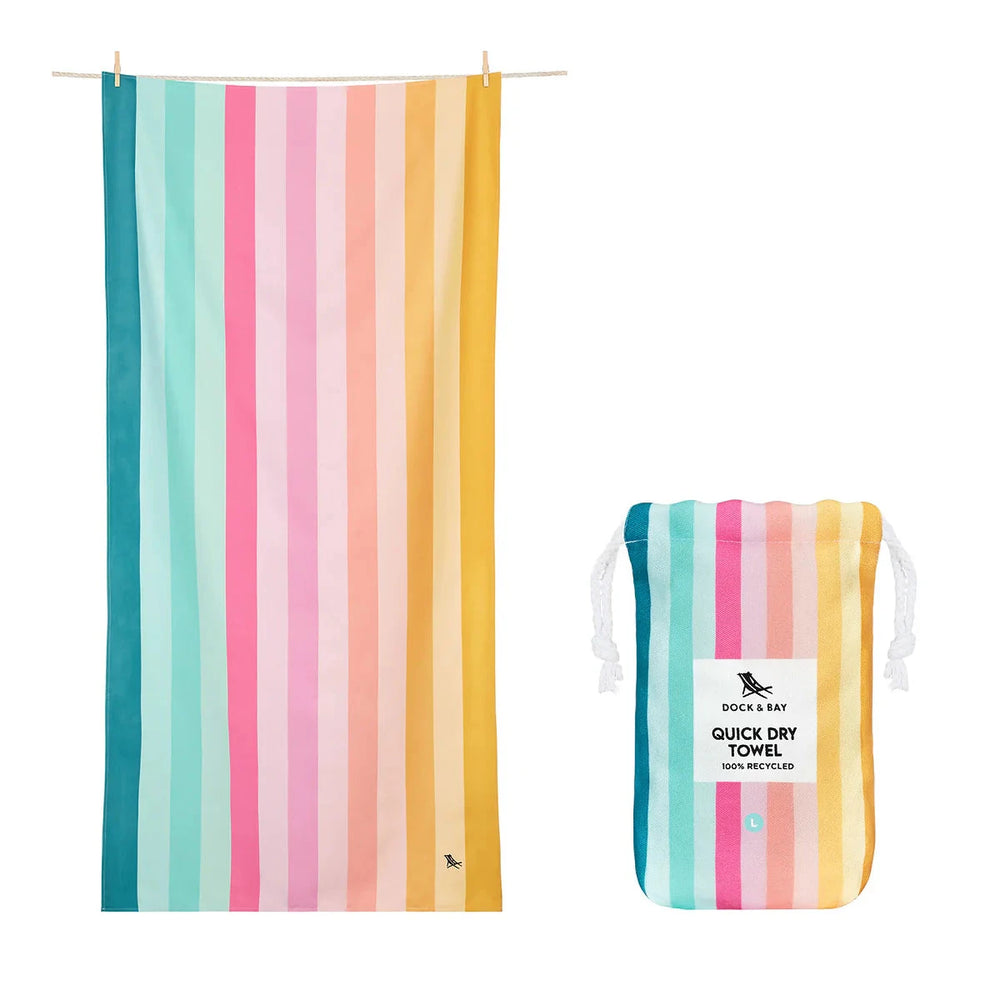 Summer Cabana Quick Dry Towel - Large Beach Towels Dock and Bay Coastal Candy 