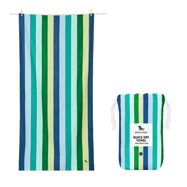 Summer Cabana Quick Dry Towel - Large Beach Towels Dock and Bay Cool Lagoon 