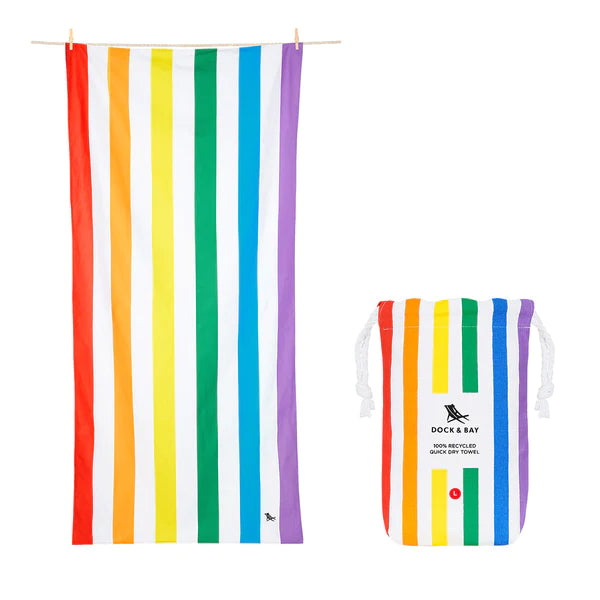 Summer Cabana Quick Dry Towel - Large Beach Towels Dock and Bay Rainbow Skies 