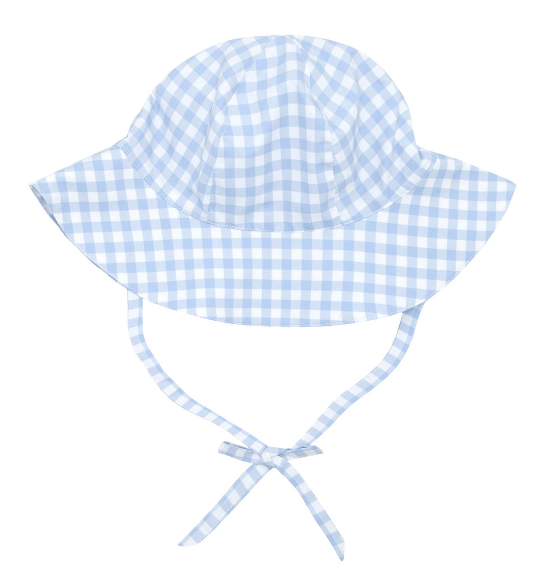 Sun Hat - Oasis Blue Gingham Boy Hat Minnow 