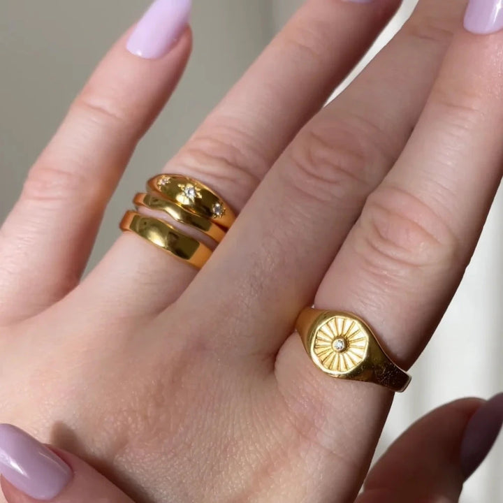 Sunbeam Signet Ring - Gold Womens Ring FYB 