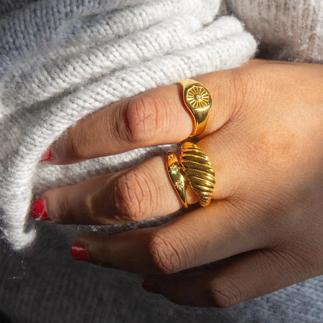 Sunbeam Signet Ring - Gold Womens Ring FYB 