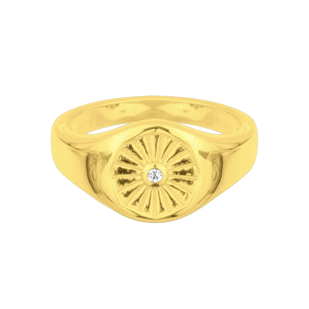 Sunbeam Signet Ring - Gold Womens Ring FYB 