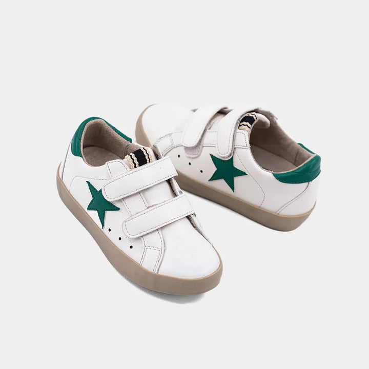 Sunny Toddler Sneakers - White with Green Children Shoes ShuShop 