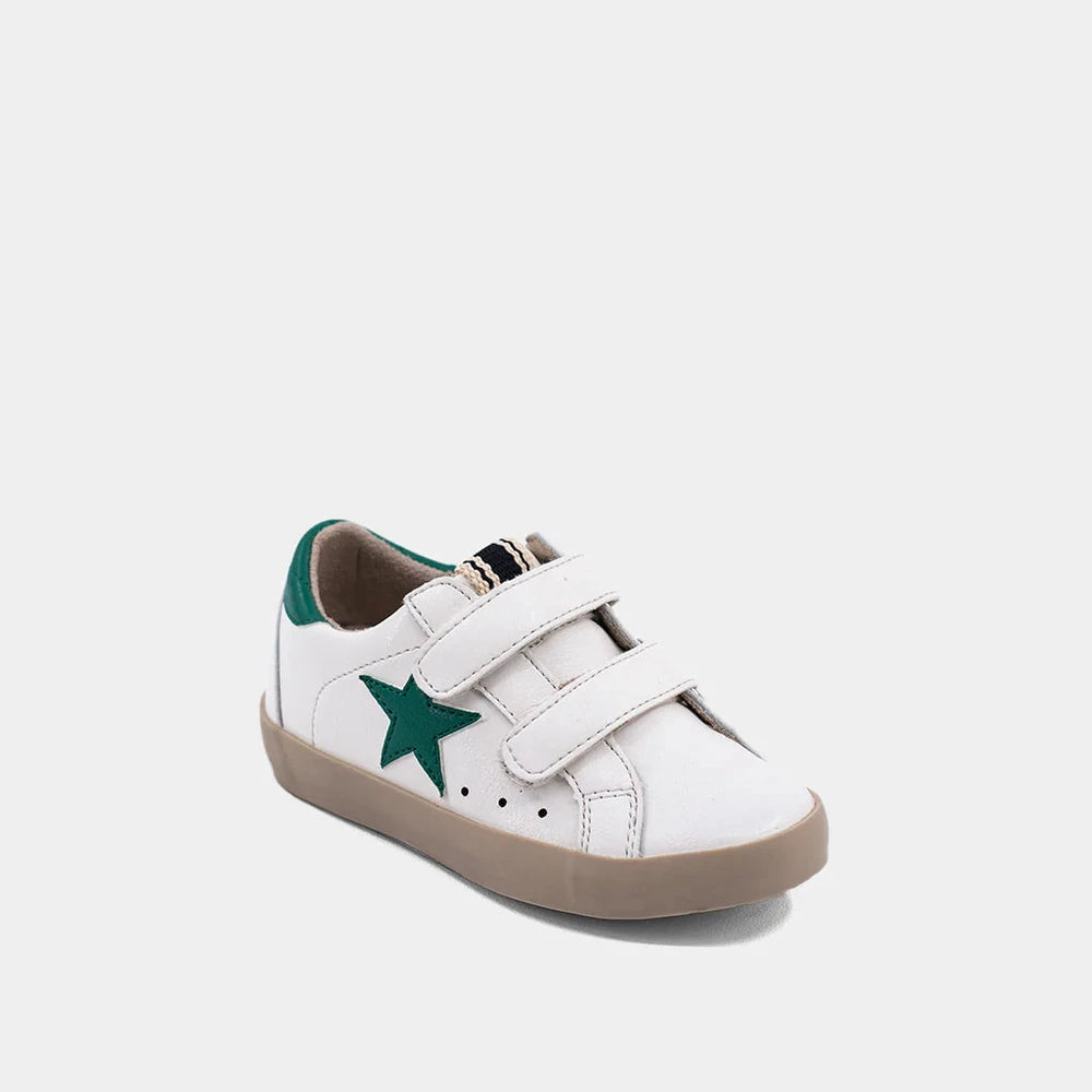 Sunny Toddler Sneakers - White with Green Children Shoes ShuShop 
